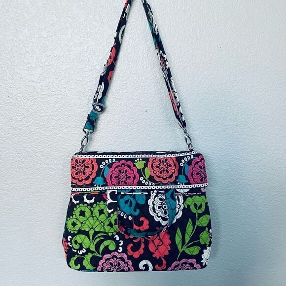 Vera Bradley Floral Multicolor Brown Quilted Handbag - Picture 2 of 7